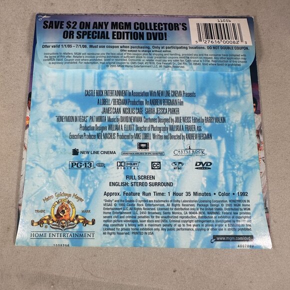 Honeymoon In Vegas DVD MGM 2005 Full-Screen James Caan Nicolas Cage Sarah - Picture 2 of 3